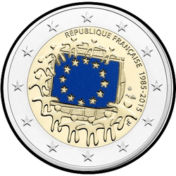 аверс 2€ 2015 "30. Jahrestag - Flagge der Europäischen Union / farbig /"
