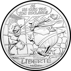 аверс 10€ 2015 "Asterix y Obelix - LIBERTAD, "No soy tu esclavo""
