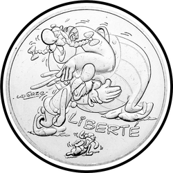 аверс 10€ 2015 "Asterix y Obelix - LIBERTAD, risa"