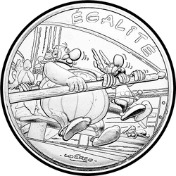 аверс 10€ 2015 "Asterix e Obelix - UGUAGLIANZA, Vogatori"