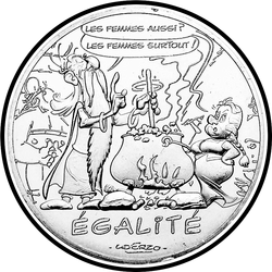 аверс 10€ 2015 "Asterix e Obelix - UGUAGLIANZA, Pozione"