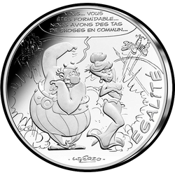 аверс 10€ 2015 "Asterix and Obelix - ÉGALITÉ, Obelix and Girl /Asterix and the Soothsayer/"