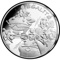 аверс 10€ 2015 "Asterix y Obelix - ÉGALITÉ, Gritos Obelix / Las mansiones de los dioses /"