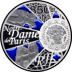 аверс 10 евро 2013 "850 лет со дня рождения - Нотр-Дам Парижа"