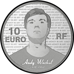 аверс 10€ 2011 "25 aniversario de la muerte de Andy Warhol"