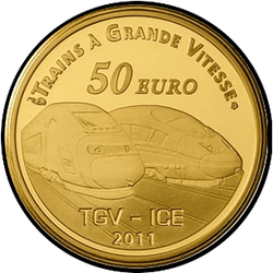 реверс 50 евро 2011 "Поезда TGV / ICE - Железнодорожная станция Мец"