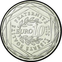 реверс 10€ 2012 "Французскія рэгіёны - Ніжняя Нармандыя"