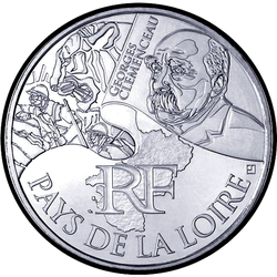 аверс 10€ 2010 "Французскія рэгіёны - Pays de la Loire"