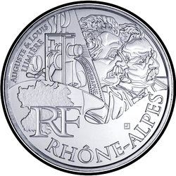 аверс 10€ 2012 "Французскія рэгіёны - Рона-Альпы"