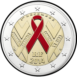 аверс 2€ 2014 "Día Mundial del SIDA / coloreado /"