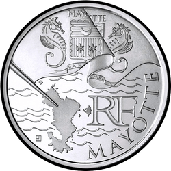 аверс 10€ 2011 "Regiones francesas - Mayotte / escudo de armas /"