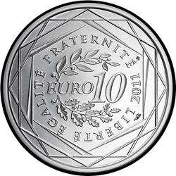 реверс 10€ 2011 "Французькі регіони - Майотта / герб /"