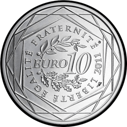 реверс 10€ 2011 "Французскія рэгіёны - Аквітанія"