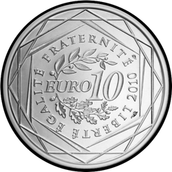 реверс 10€ 2010 "Французскія рэгіёны - Авернь"