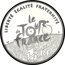 аверс 1,5 евро 2003 "100 лет - "Тур де Франс""