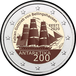 аверс 2€ 2020 "200 años desde el descubrimiento de la Antártida"