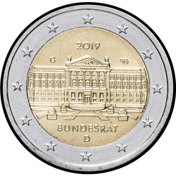 аверс 2€ 2019 "連邦議会創立70周年"