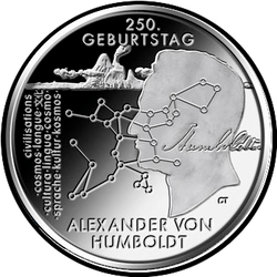 реверс 20 euro 2019 "250th Birthday of Alexander von Humboldt"