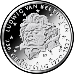 реверс 20€ 2020 "250-годдзе з дня нараджэння Людвіга ван Бетховена"