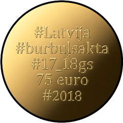 аверс 75€ 2018 "Zelta saktas - burbuļa fibula"
