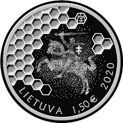 аверс 1½€ 2020 "Medžių bitininkystė"