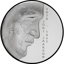 аверс 15 евро 2020 "150 лет со дня рождения Юри Яаксона"