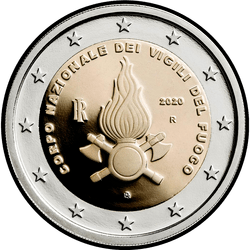 аверс 2€ 2020 "80-годдзе заснавання пажарнай каманды"