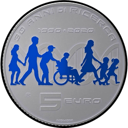 реверс 5€ 2020 "30 ° anniversario della Fondazione Telethon"