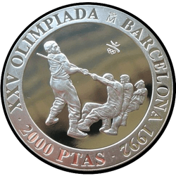 реверс 2000 pesetas 1992 "XXV Giochi olimpici estivi, Barcellona 1992 - Tug of War"