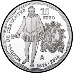 реверс 10€ 2016 "400ème anniversaire de la mort de Miguel de Cervantes"