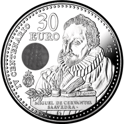 реверс 30€ 2016 "400 ° Anniversario - Morte di Miguel de Cervantes"
