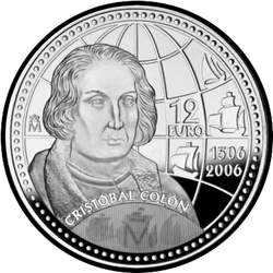 реверс 12€ 2006 "500周年記念 - クリストファー・コロンブスの死"