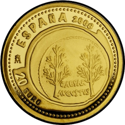 аверс 20 евро 2008 "Золотая монета Октавиана Августа"