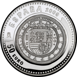 аверс 50 евро 2009 "Монеты Филиппа III (50 реалов)"