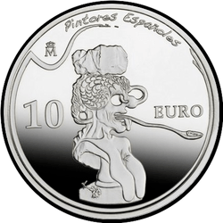 реверс 10 евро 2009 "Портрет Пабло Пикассо в 21 веке"