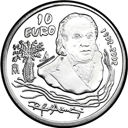 реверс 10€ 2002 "Centenario del nacimiento del poeta y dramaturgo Rafael Alberti"