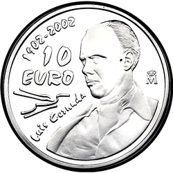 реверс 10€ 2002 "الذكرى المئوية لميلاد الشاعر لويس سيرنودا"