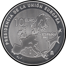 реверс 10 евро 2002 "Председательство Испании в Европейском Союзе"