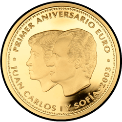 аверс 200 евро 2003 "Первая годовщина евро"