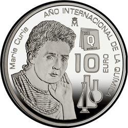 реверс 10€ 2011 "السنة الدولية للكيمياء - ماري كوري"