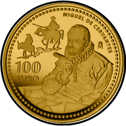 реверс 100 евро 2013 "Мигель де Сервантес"