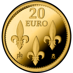 реверс 20 евро 2013 "75-летие Его Величества Короля"