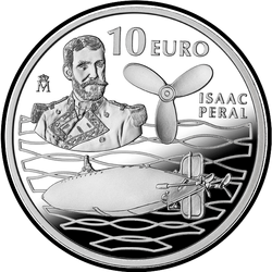 реверс 10 евро 2013 "125 лет подводной лодке Иссака Пераля"