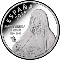 аверс 10€ 2015 "500 aniversario de Santa Teresa de Jesús"