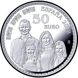 реверс 50€ 2018 "الذكرى الخمسون لجلالة الملك فيليب السادس"