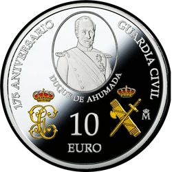 реверс 10€ 2019 "175-річчя цивільної гвардії"