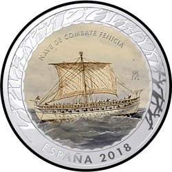 аверс 1,5€ 2018 "Phoenician Warship"