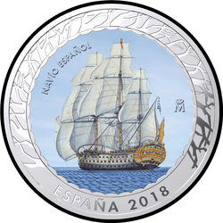 аверс 1,5€ 2018 "Іспанське судно"