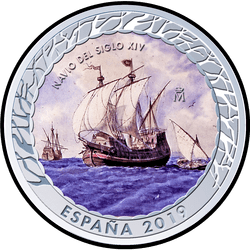 аверс 1,5€ 2019 "Корабль 14-го века"