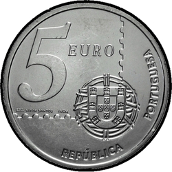 реверс 5€ 2003 "150 años de sellos portugueses"